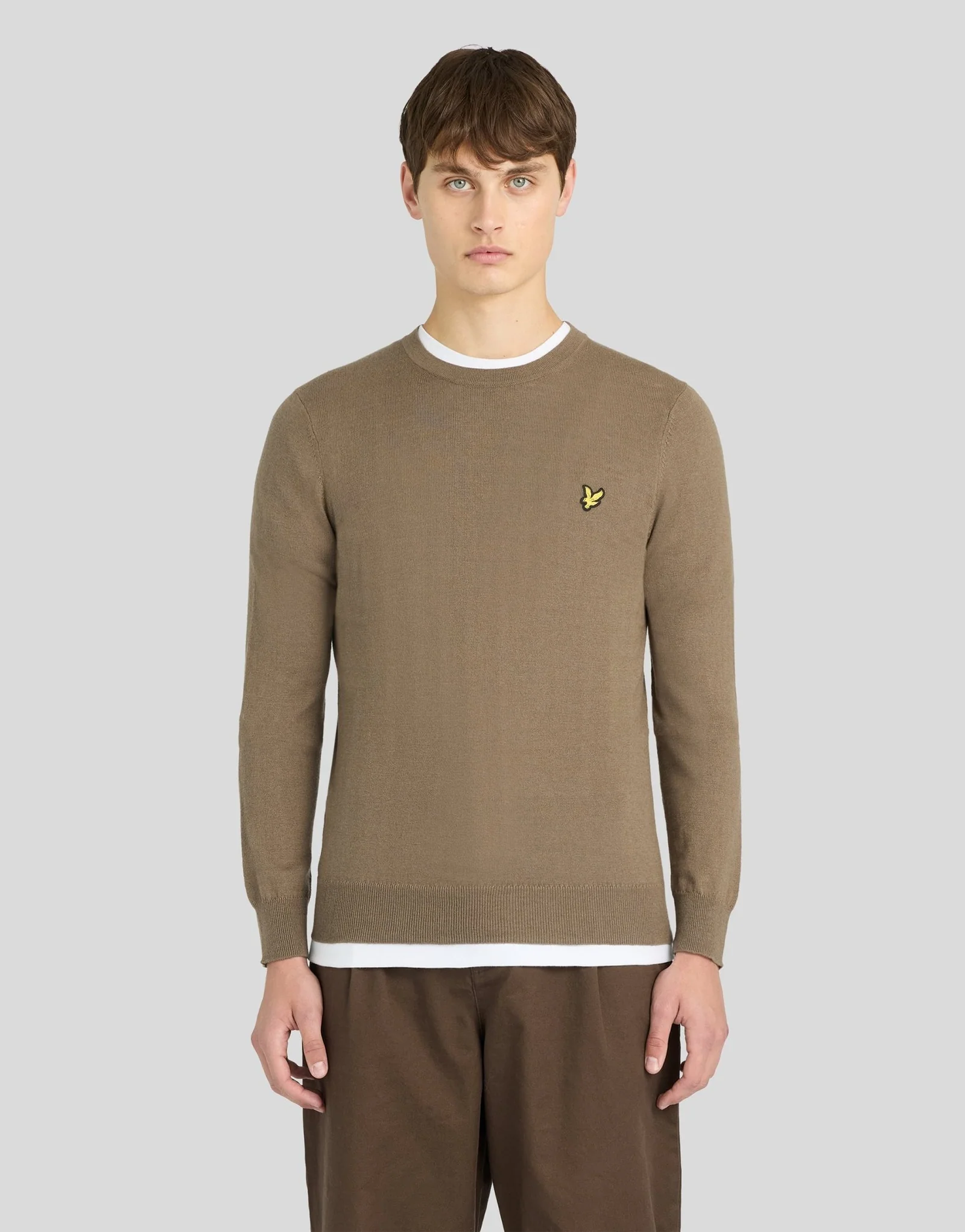 Lyle & Scott - Cotton Merino Crew - Khaki Ash
