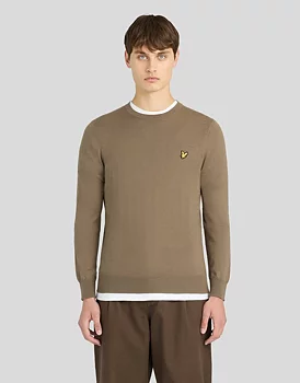 Lyle & Scott - Cotton Merino Crew - Khaki Ash