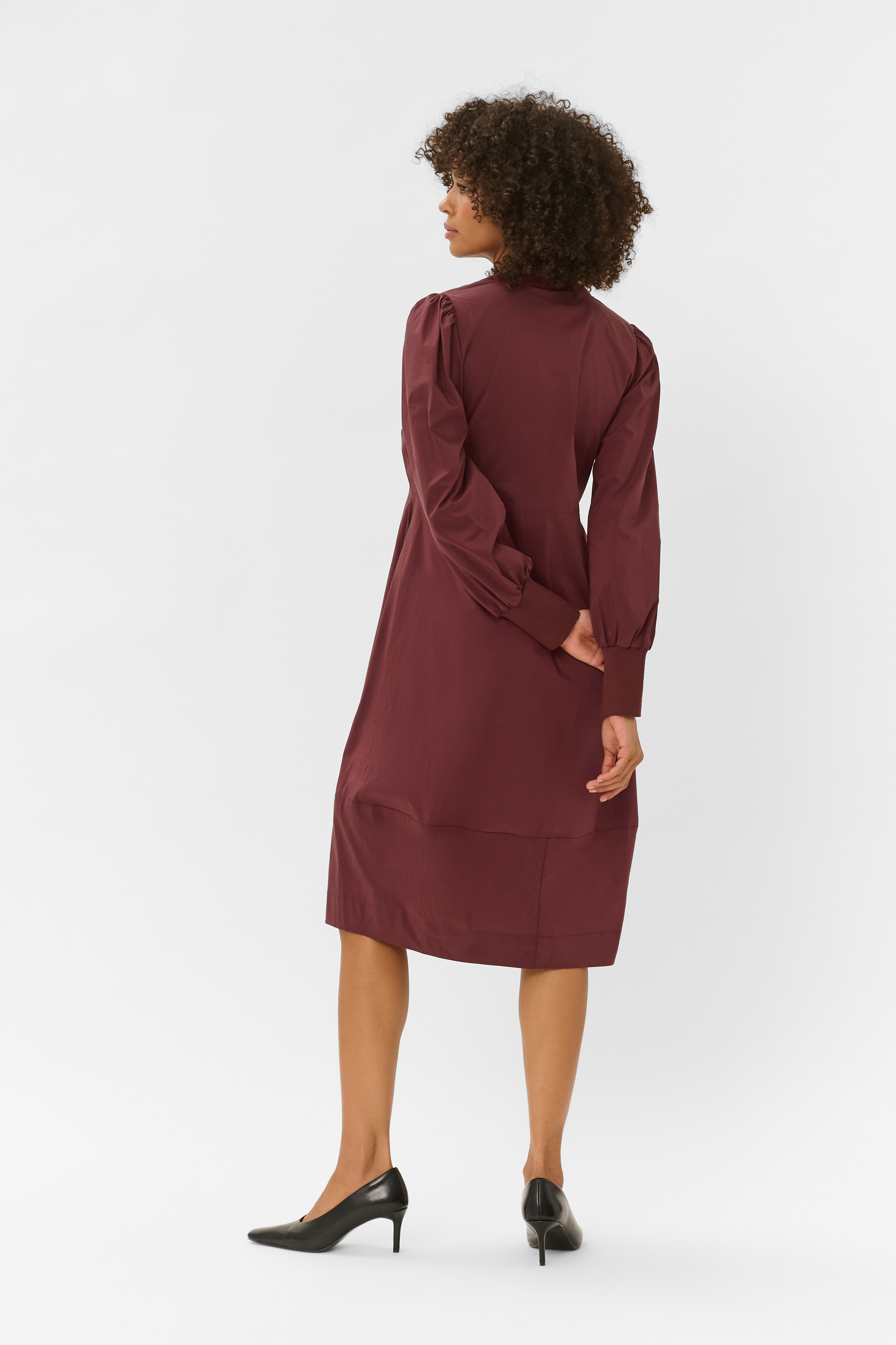 CUantoinett Rib Dress Chocolate Truffle Vinröd klänning med fickor - 6