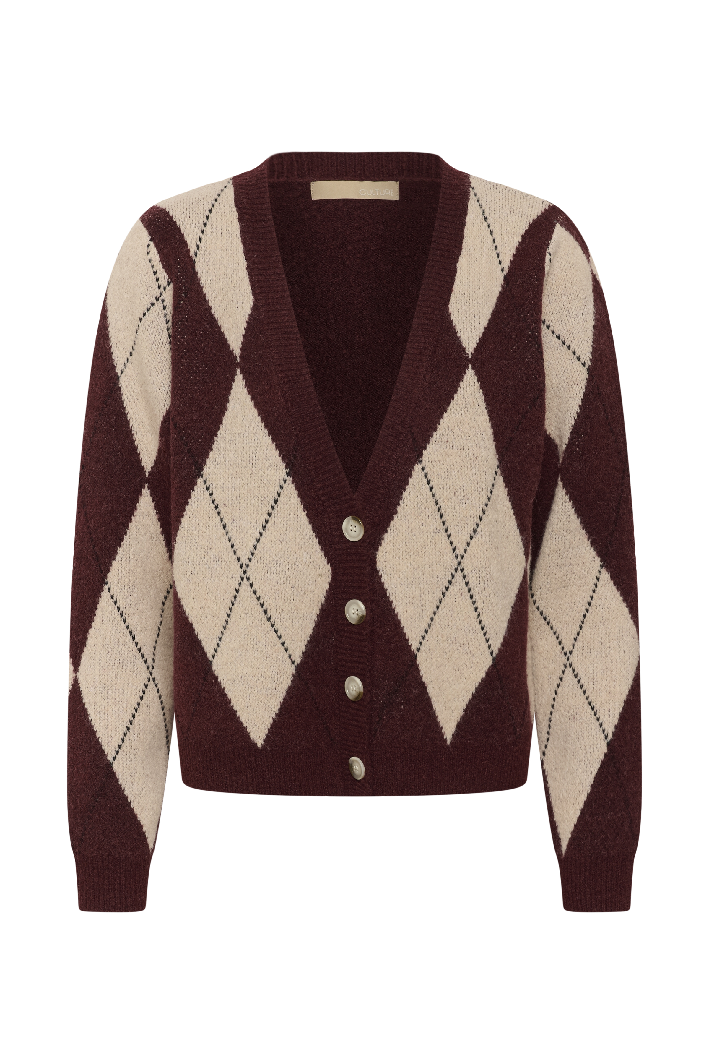CUargyle Cardigan Burgundy Vinröd kofta med argylemönster