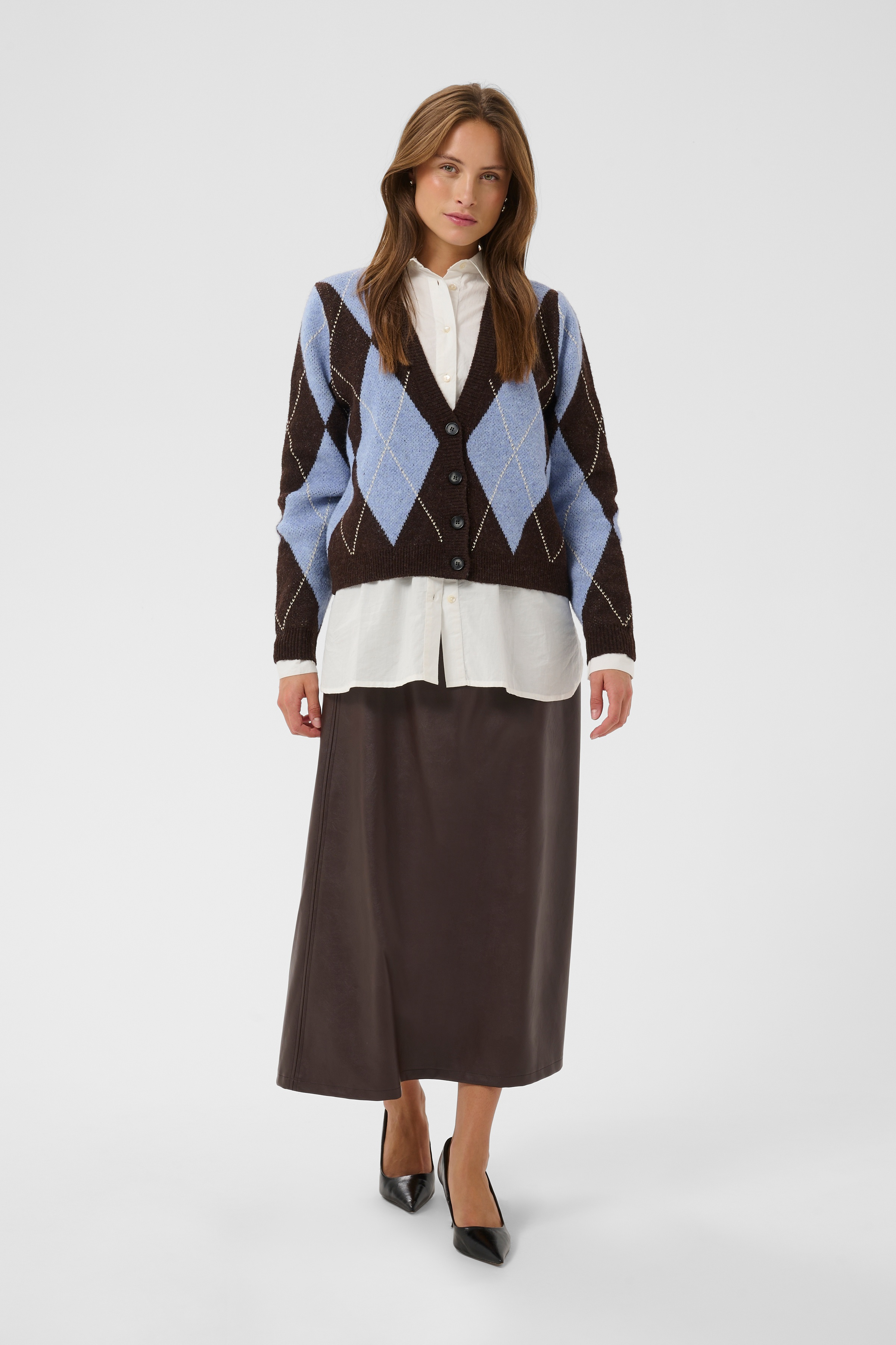 CUargyle Cardigan Brown/Blue Argyle Blå/brun kofta med argylemönster - 6