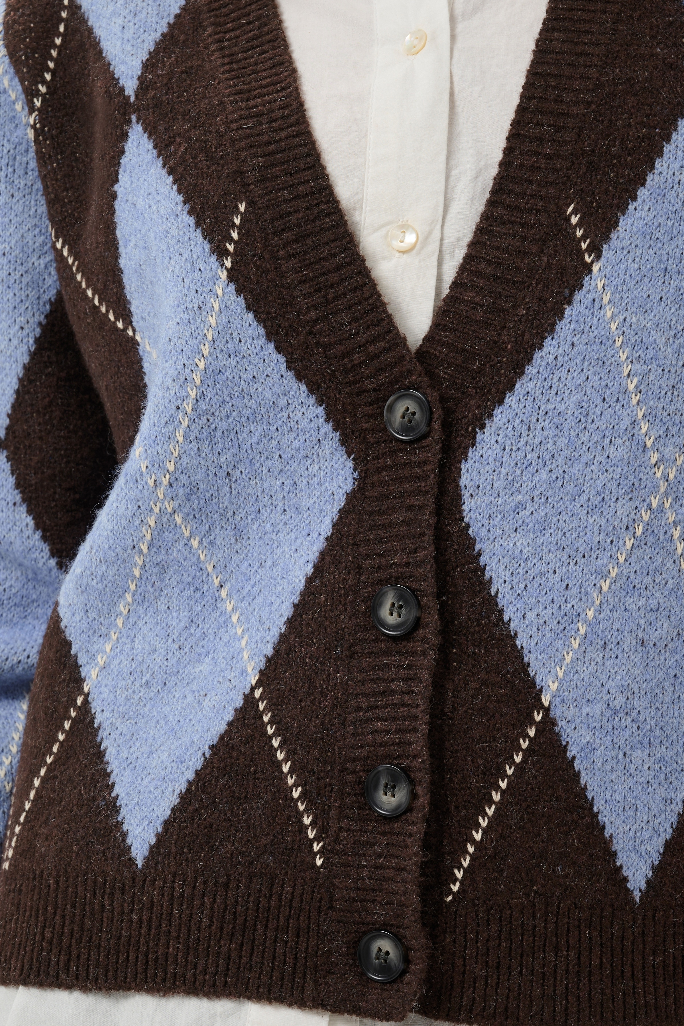 CUargyle Cardigan Brown/Blue Argyle Blå/brun kofta med argylemönster - 5