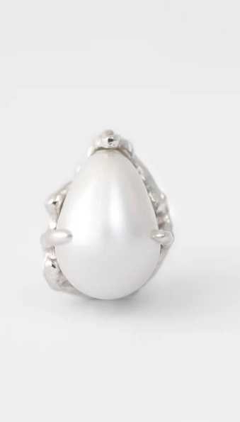 Droplet Pearl Studs | Silver 