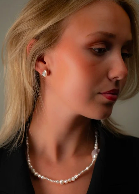 Droplet Pearl Studs | Silver  - 3