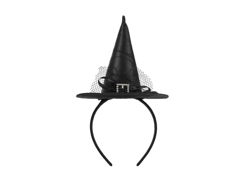 Svart häxhatt på diadem 17 x 28 cm till Halloween