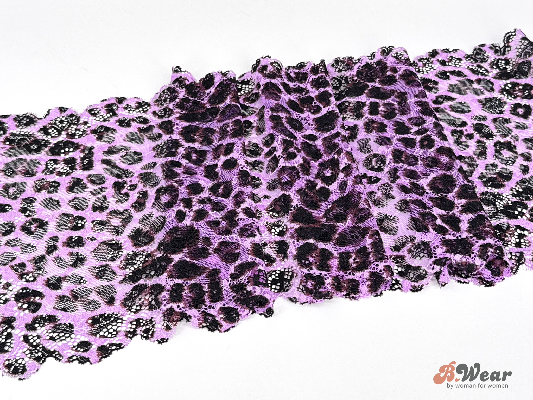 Ljuslila med leopard mönster stretch spets - 20 cm - 3
