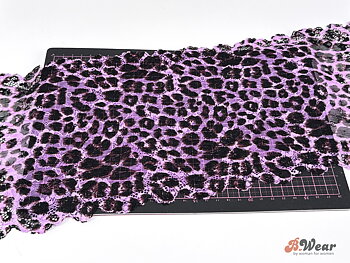 Ljuslila med leopard mönster stretch spets - 20 cm