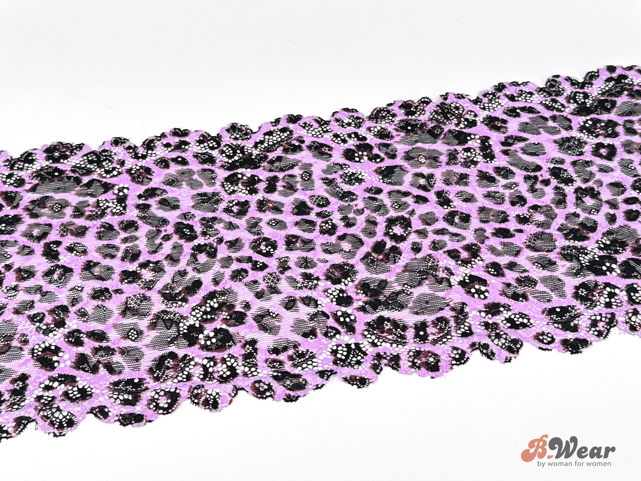 Ljuslila med leopard mönster stretch spets - 20 cm