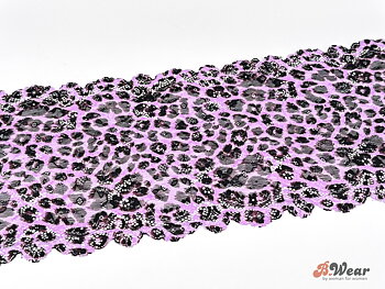 Ljuslila med leopard mönster stretch spets - 20 cm