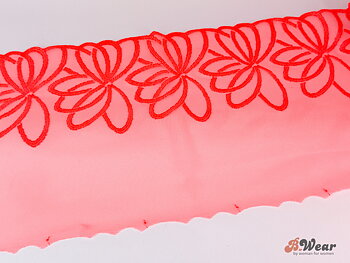 Neon orange stum spets med blommor - 25 cm 