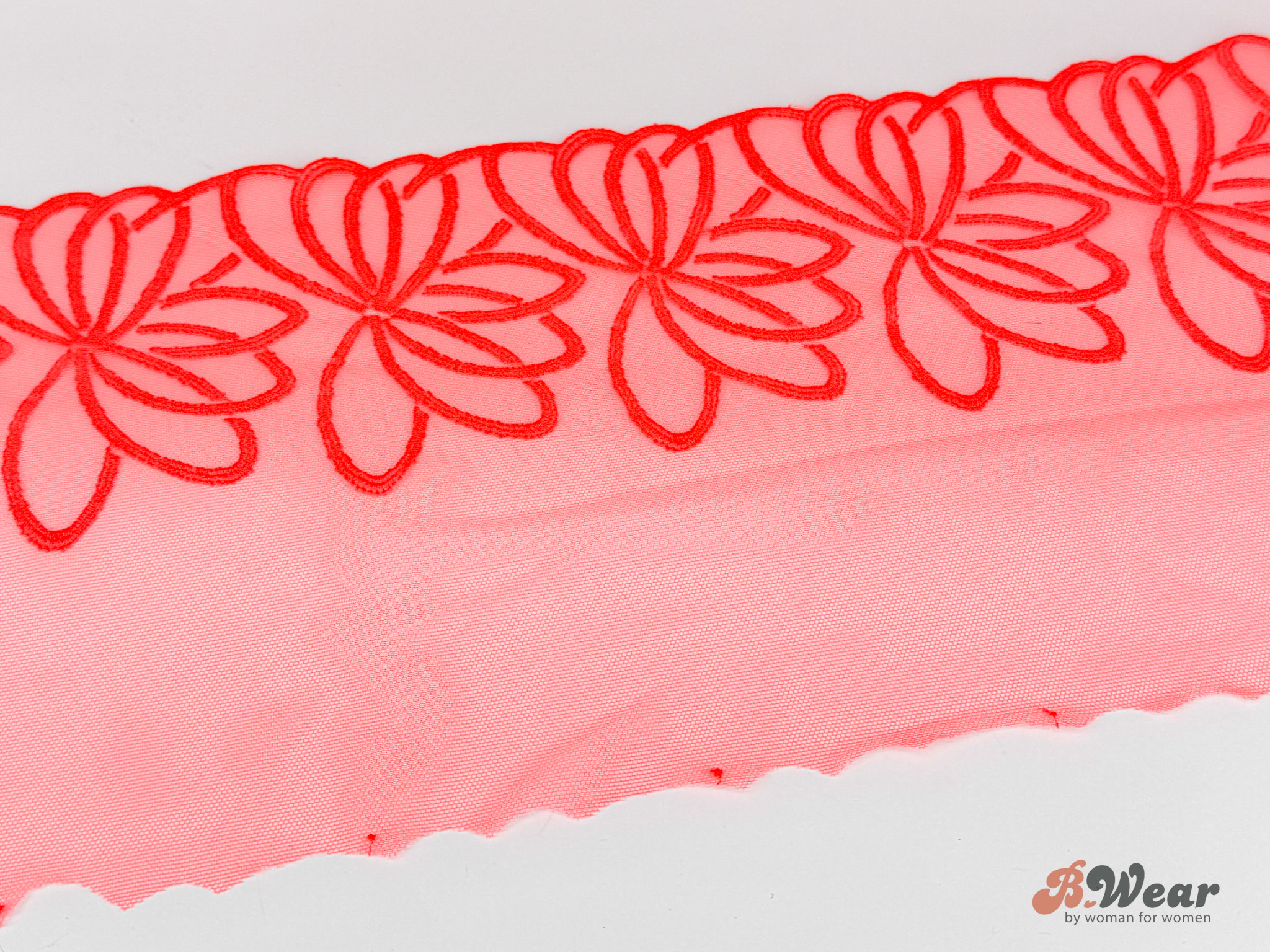 Neon orange stum spets med blommor - 25 cm 