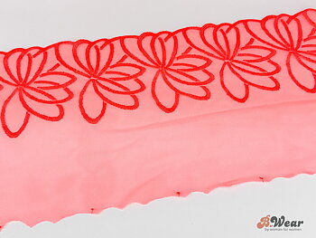 Neon orange stum spets med blommor - 25 cm 