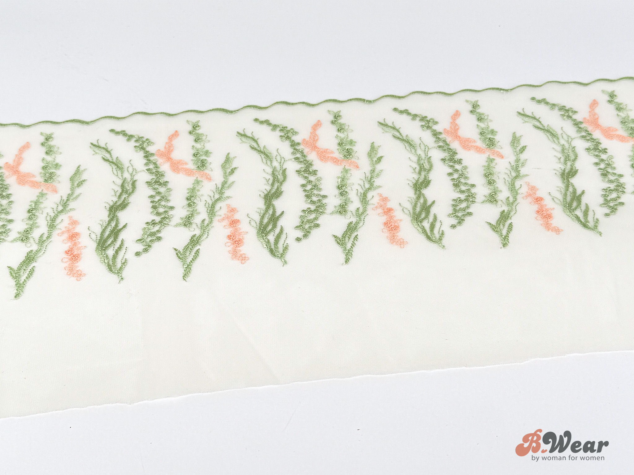 Ivory stum spets med broderade blommor - 21 cm  - 3