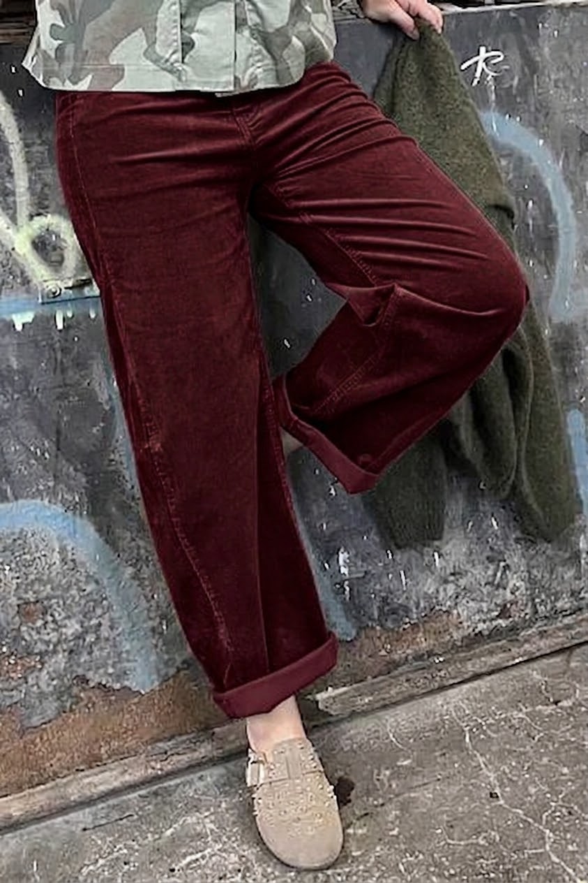 Cabana Living - Cloud Cord Barrel Pants Vino