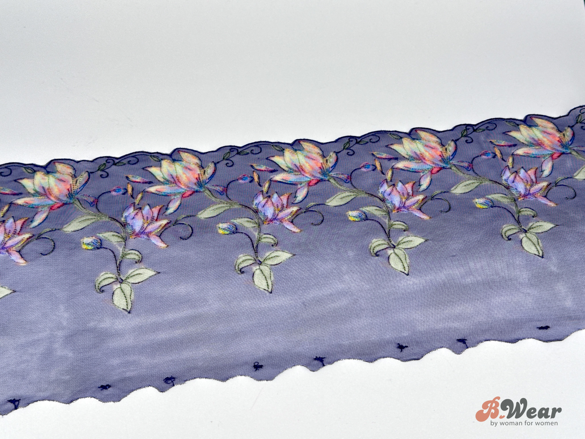 Dark blue lace with colorful flowers - 18 cm - 4