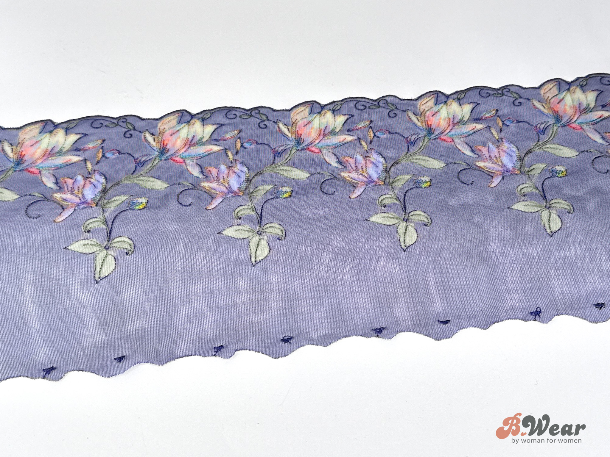 Dark blue lace with colorful flowers - 18 cm - 5