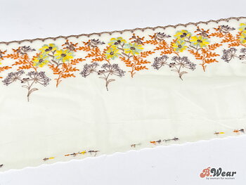 Ivory stum spets med höstliga blommor - 24 cm