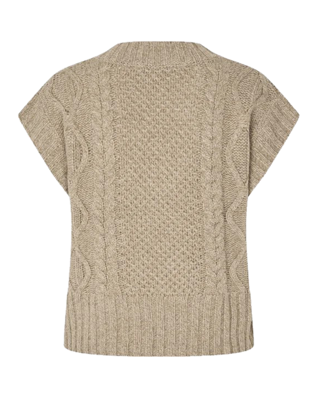 Väst Janne v-ringad mönsterstickad beige - 5