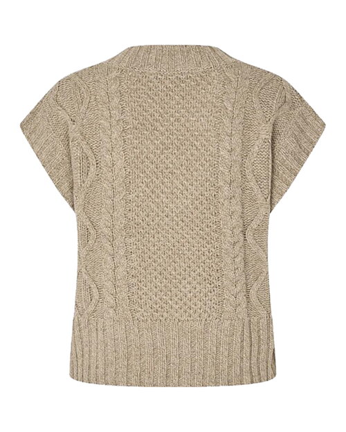 Väst Janne v-ringad mönsterstickad beige - 5