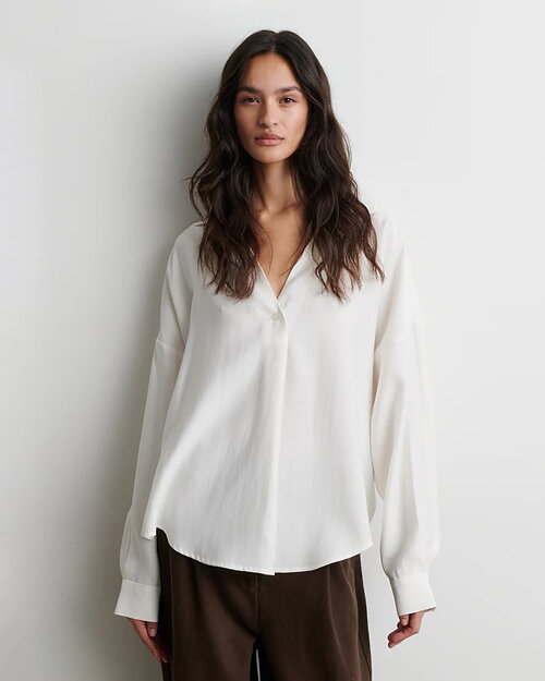 Blus Timeline v-ringad krage offwhite - 4
