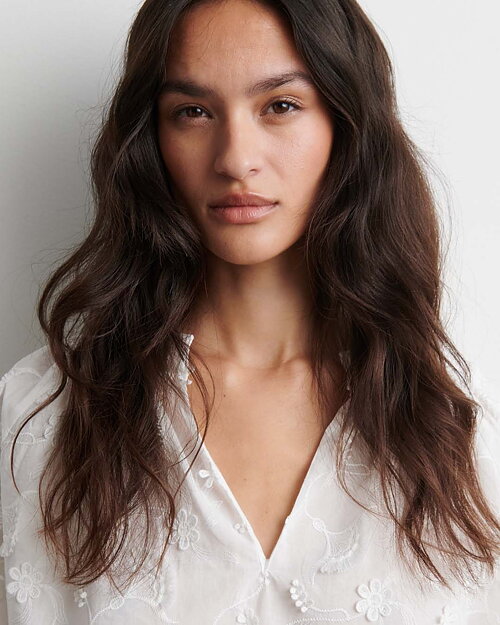 Blus Rosali broderade blommor offwhite - 3