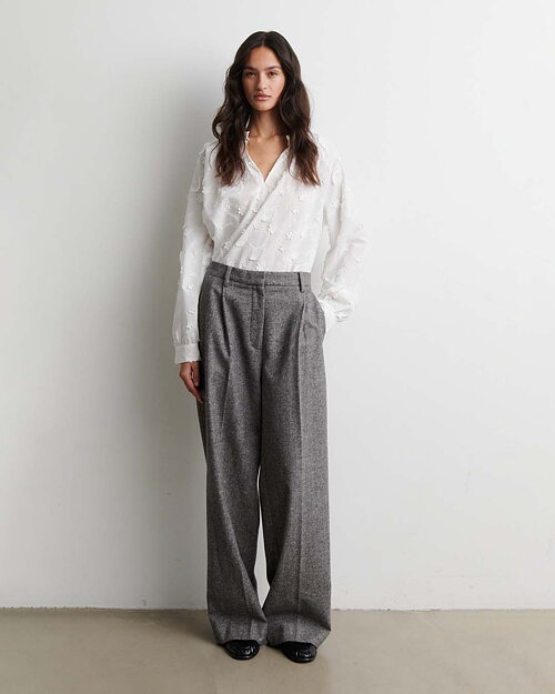 Blus Rosali broderade blommor offwhite - 6