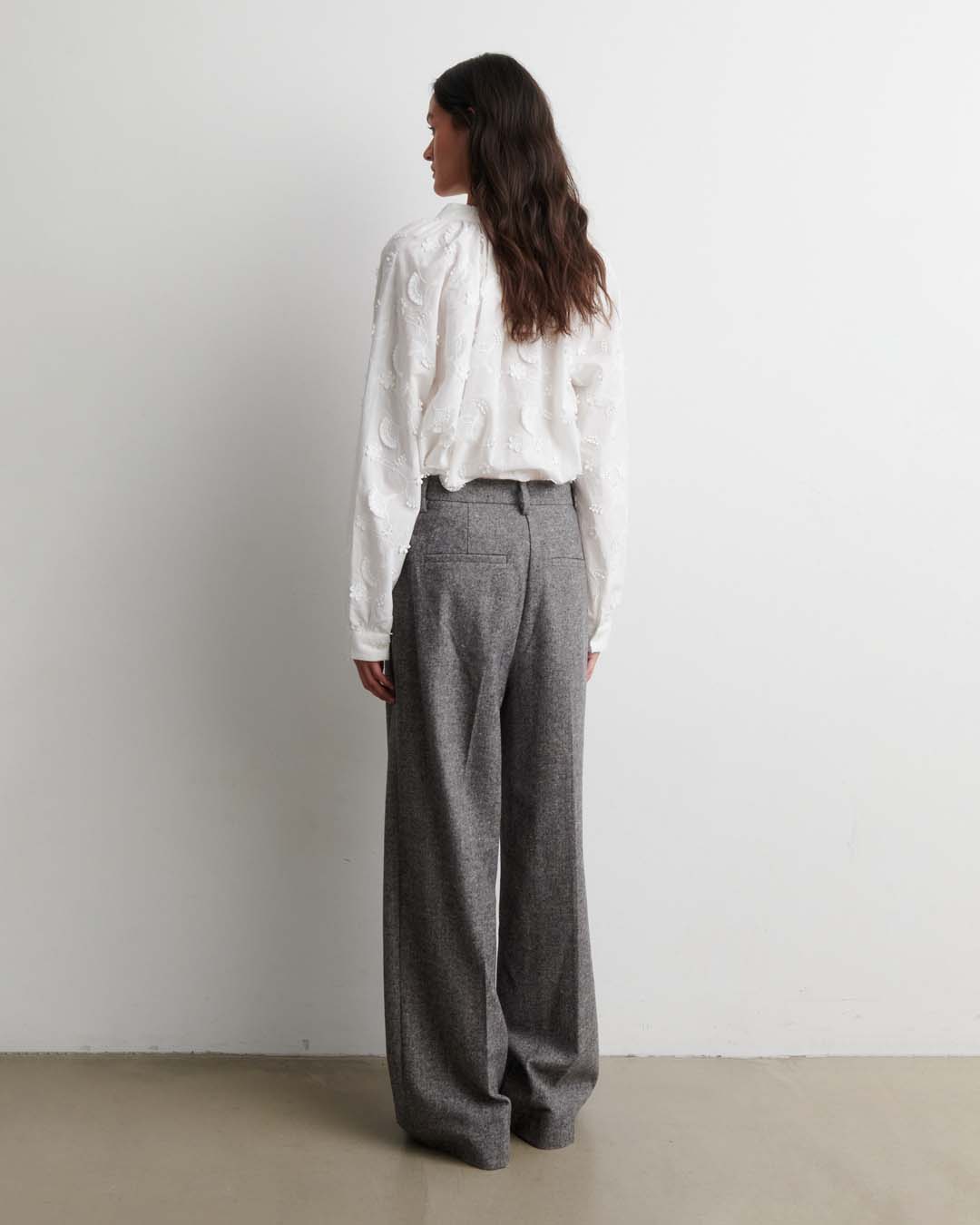 Blus Rosali broderade blommor offwhite - 2
