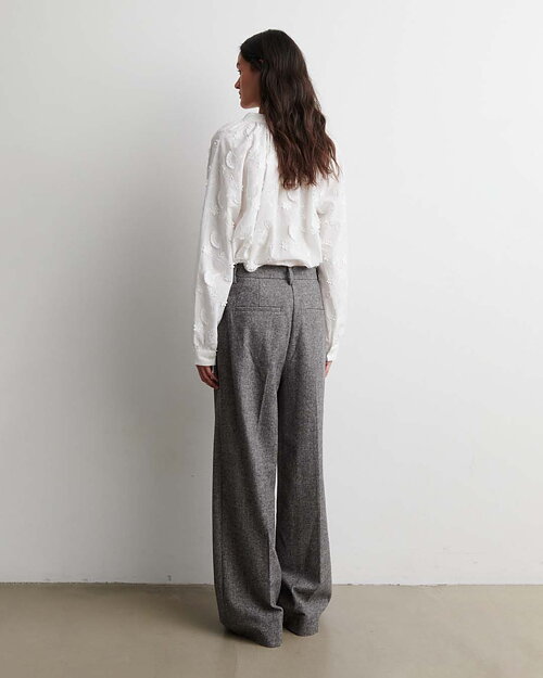 Blus Rosali broderade blommor offwhite - 2