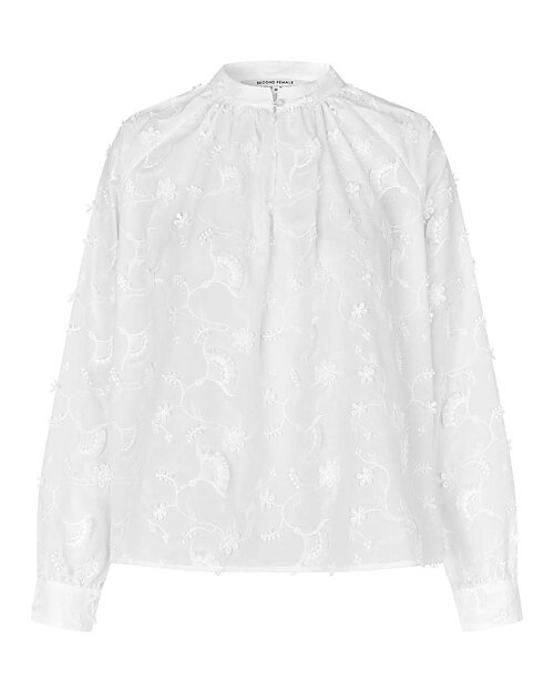 Blus Rosali broderade blommor offwhite - 7