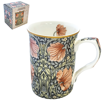 Castlemugg i Benporslin - Morris' mönster Pimpernel Blush i fin ask