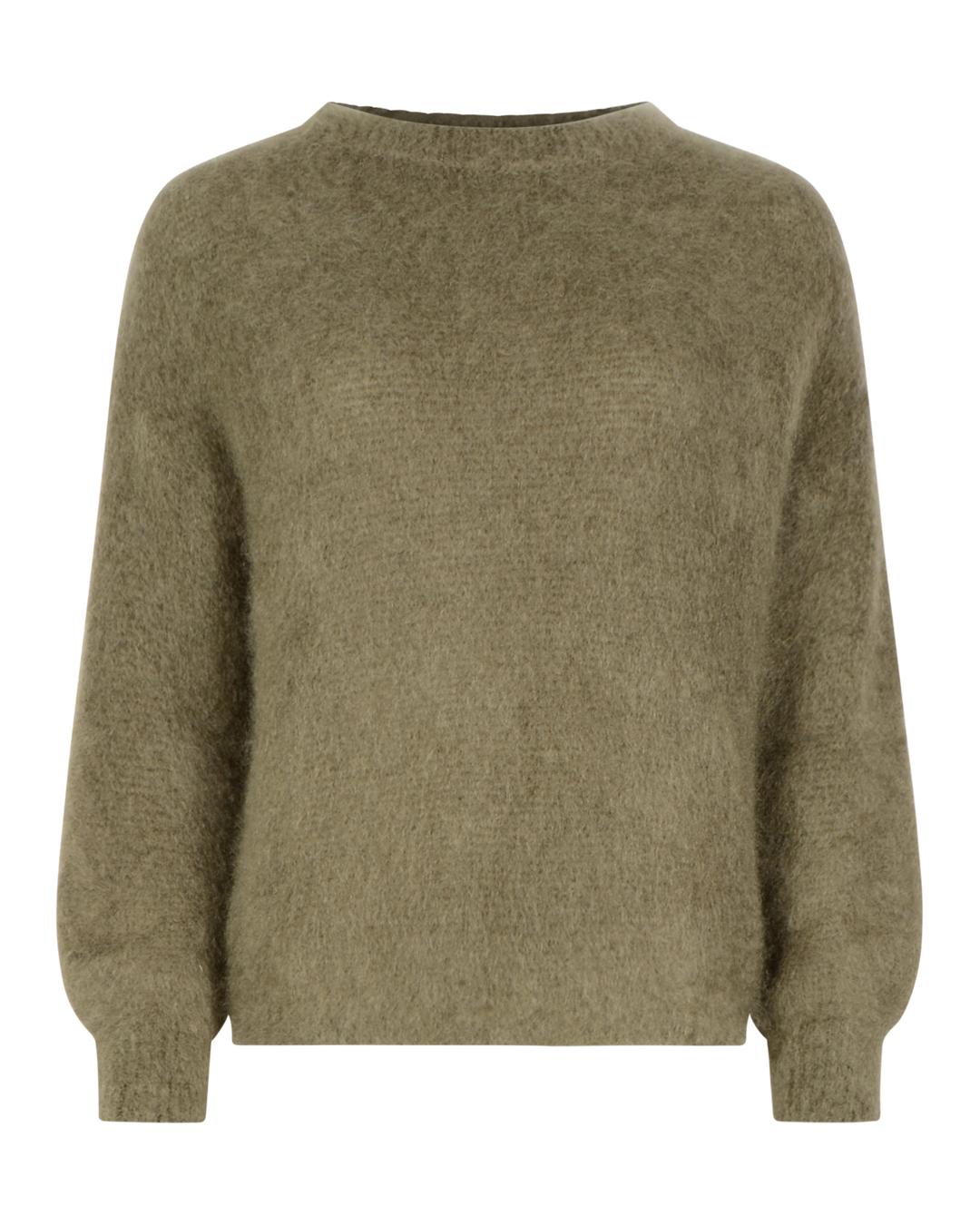 Mohairjumper onesize kort olivgrön