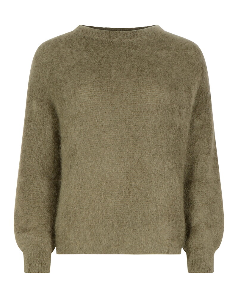 Mohairjumper onesize kort olivgrön