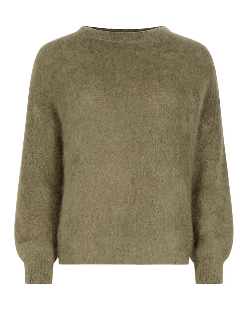 Mohairjumper onesize kort olivgrön