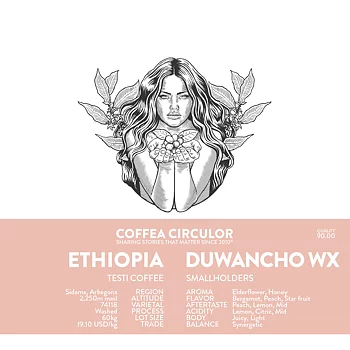 Coffea Circulor - Duwancho WX - Washed - Etiopien - Ljusrostade hela kaffebönor - 250g