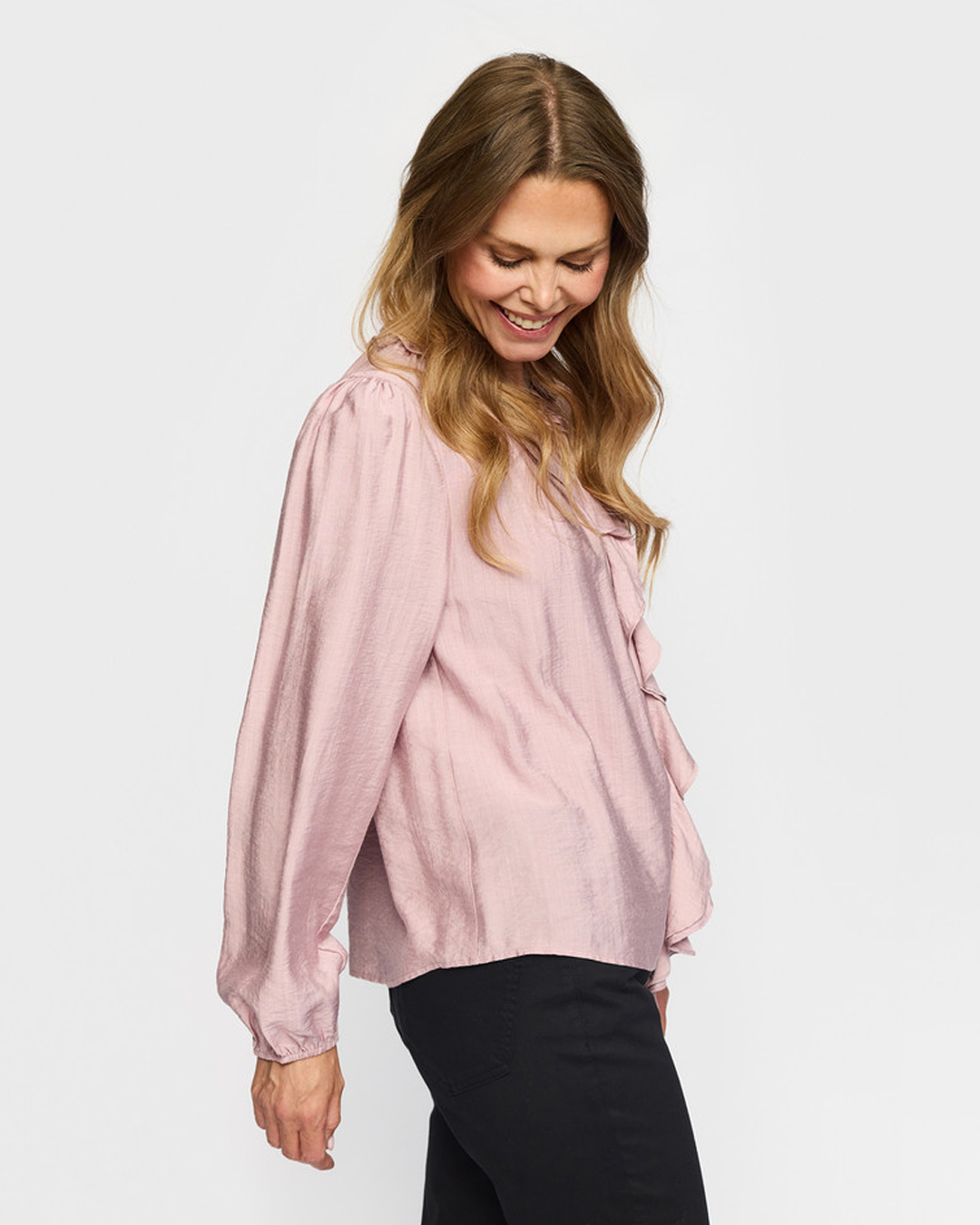 Blus Kia volang fram & knut rosa - 4