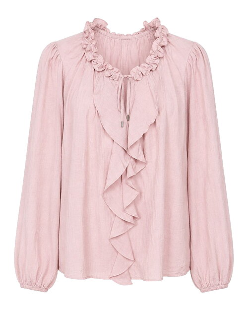 Blus Kia volang fram & knut rosa - 5
