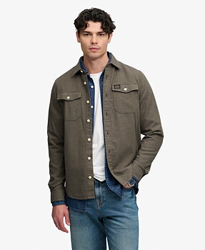 Superdry - Herringbone Workwear Shirt - Olive Green