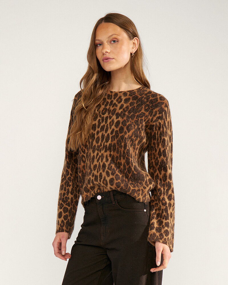 Jumper Riette leopardmönstrad brun/kamel