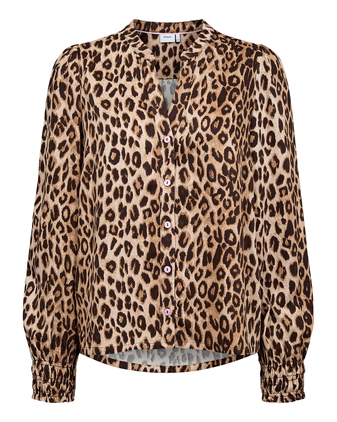 Blus Lorena v-ringad leopardmönstrad beige/brun - 6
