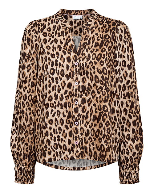 Blus Lorena v-ringad leopardmönstrad beige/brun - 6