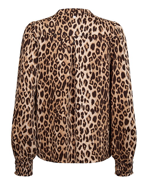 Blus Lorena v-ringad leopardmönstrad beige/brun - 7