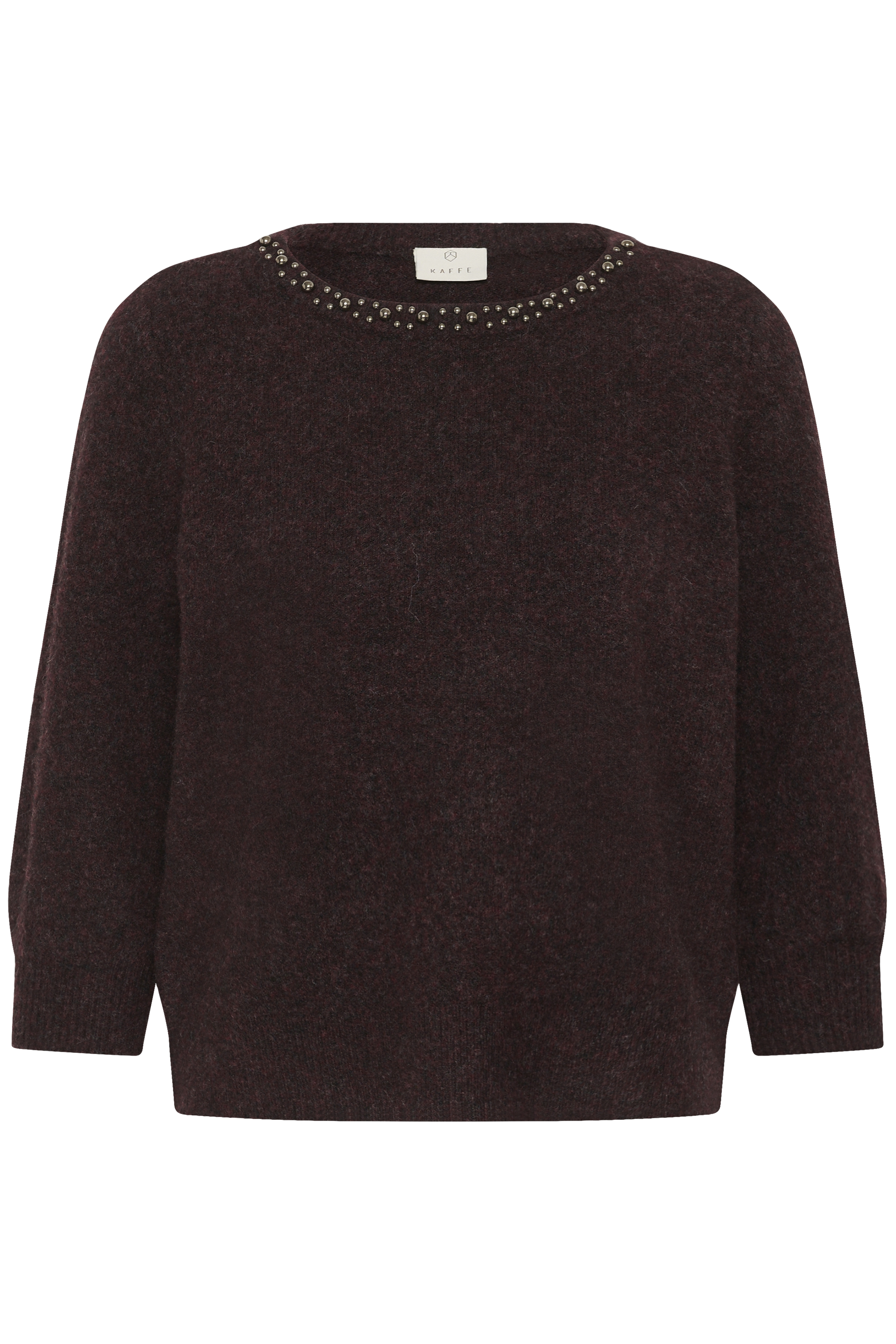 KAselly Pullover Fudge Melange Brun  Stickad Tröja med metallpärlor