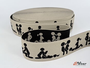 40 mm wide Kamsutra elastic in Taupe &Black