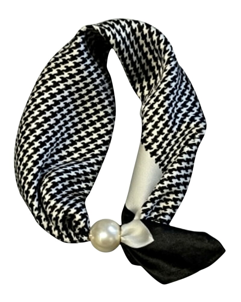 Scarf Chloe med magnet hundtandsmönstrad svart/vit