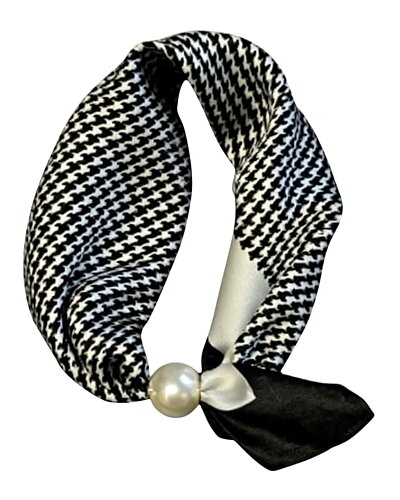 Scarf Chloe med magnet hundtandsmönstrad svart/vit