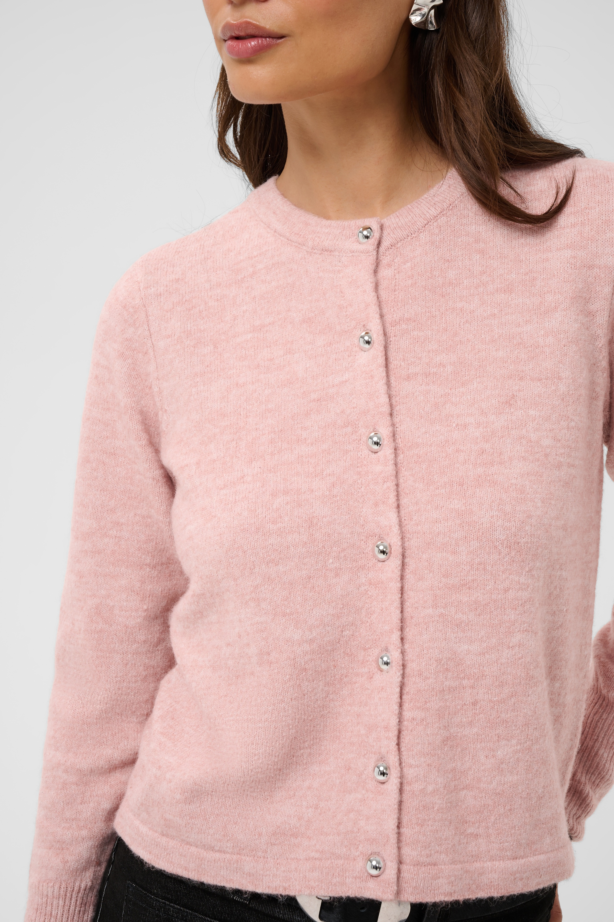 KAniel Cardigan Pale Mauve Melange Rosa Stickad Kofta  - 4