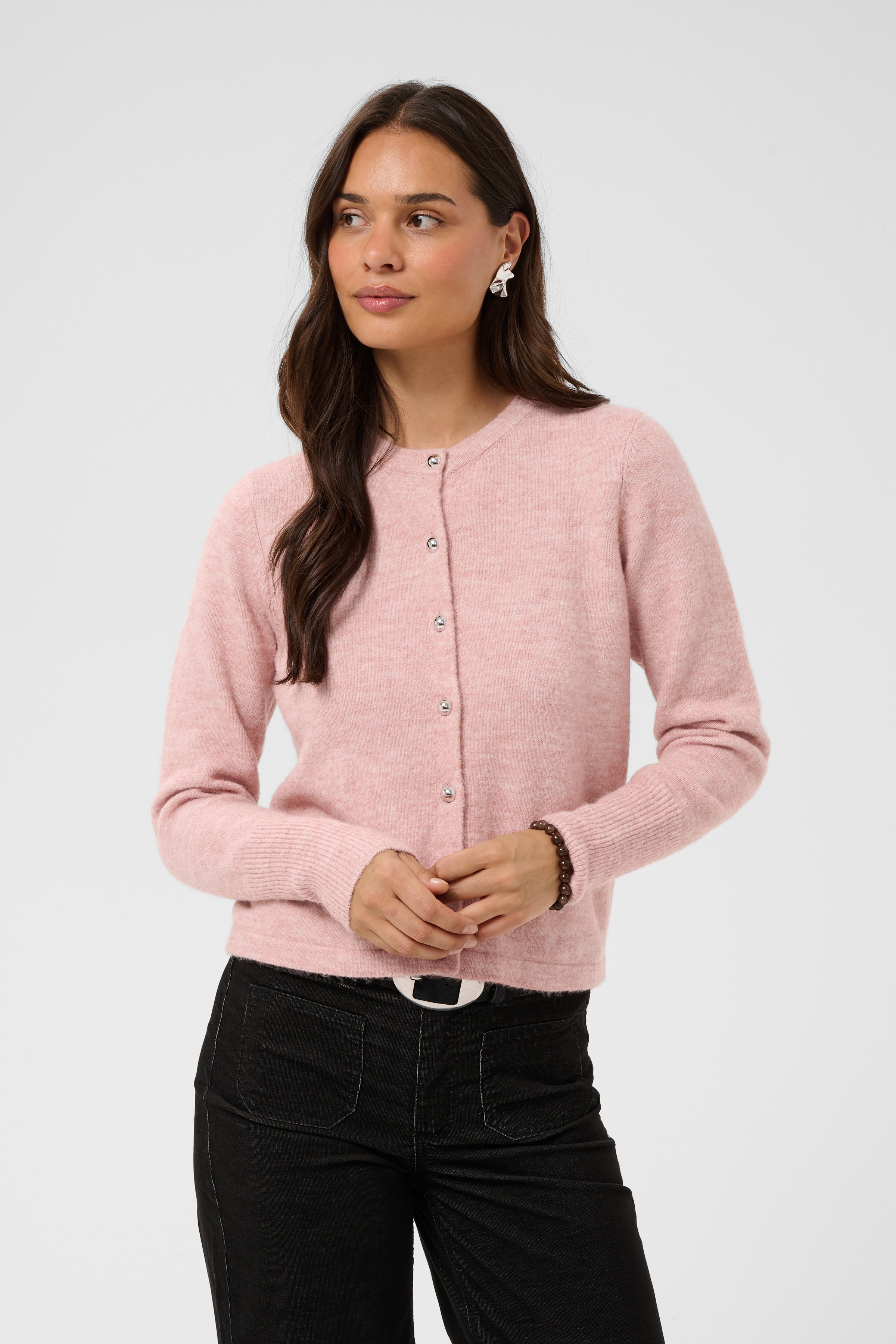 KAniel Cardigan Pale Mauve Melange Rosa Stickad Kofta  - 7
