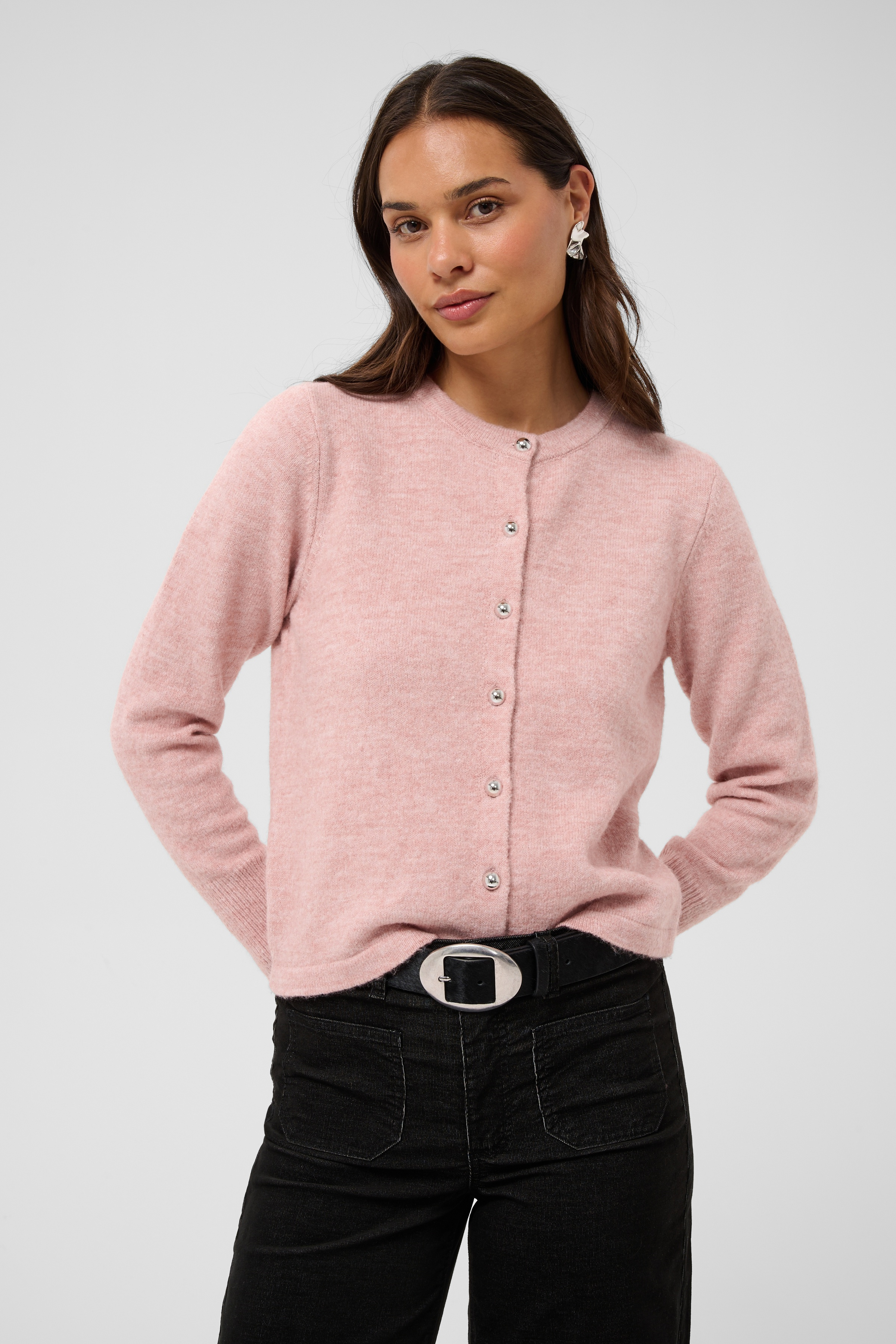 KAniel Cardigan Pale Mauve Melange Rosa Stickad Kofta 
