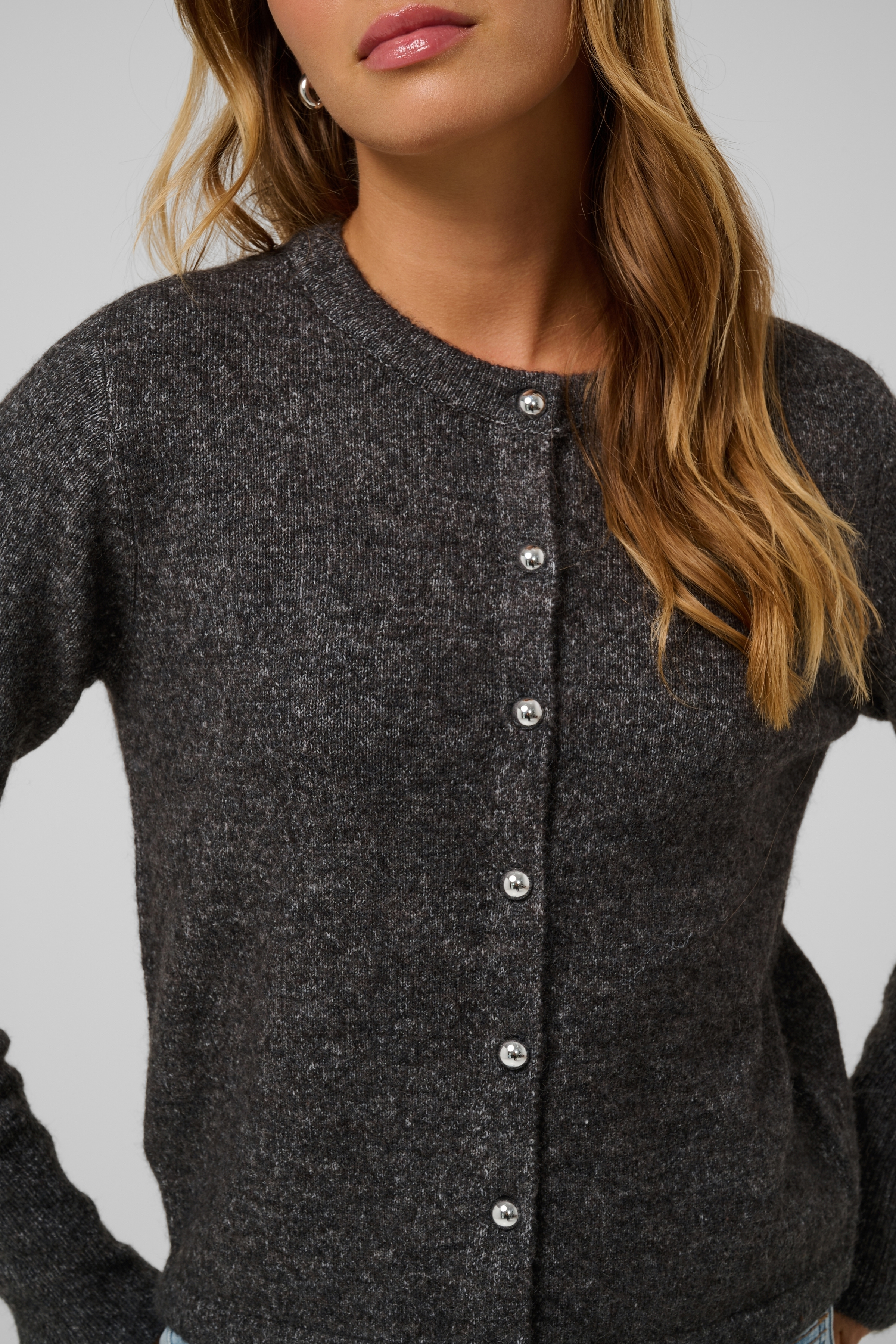 KAniel Cardigan Dark Grey  Melange Mörkgrå Stickad Kofta 