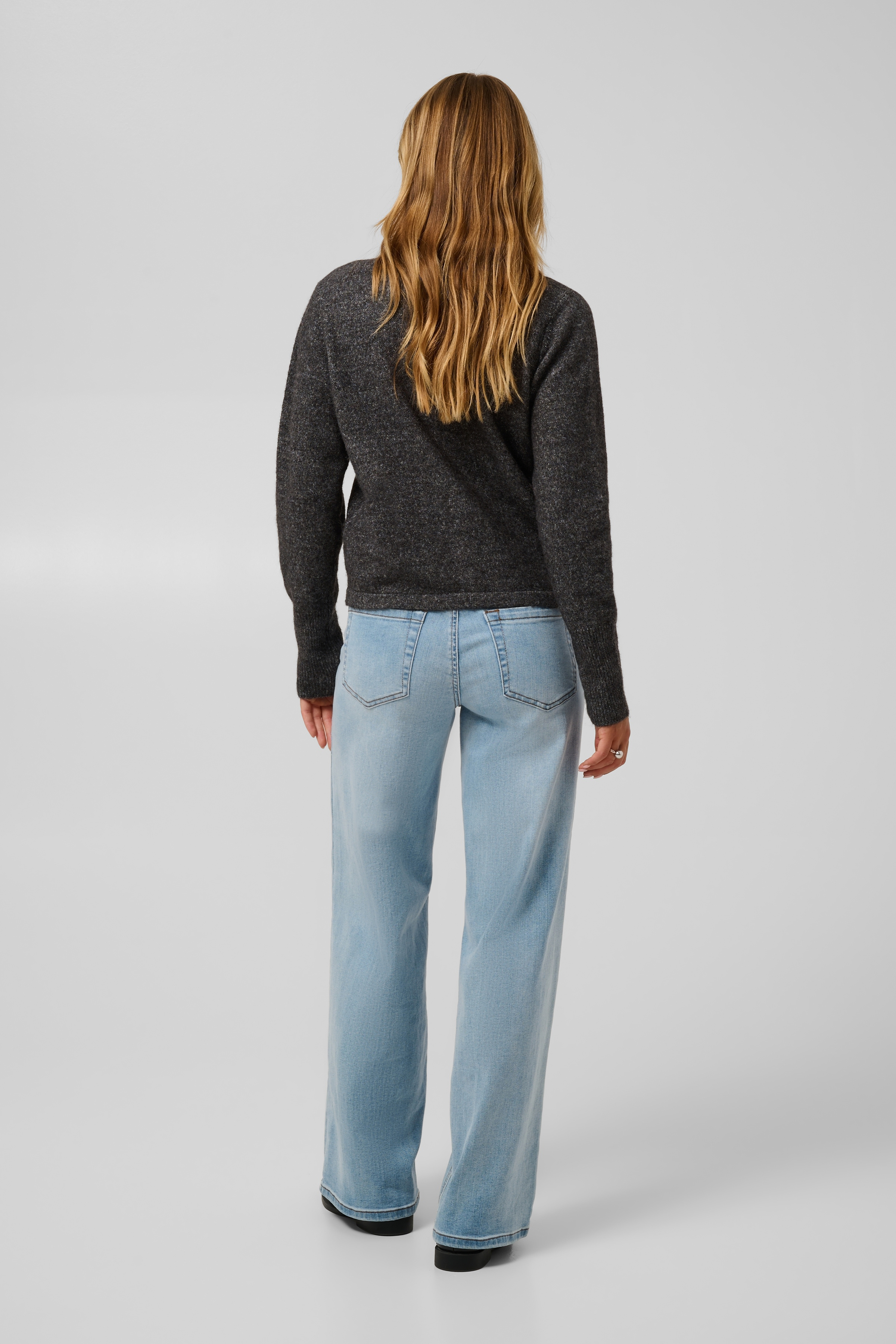 KAniel Cardigan Dark Grey  Melange Mörkgrå Stickad Kofta  - 5